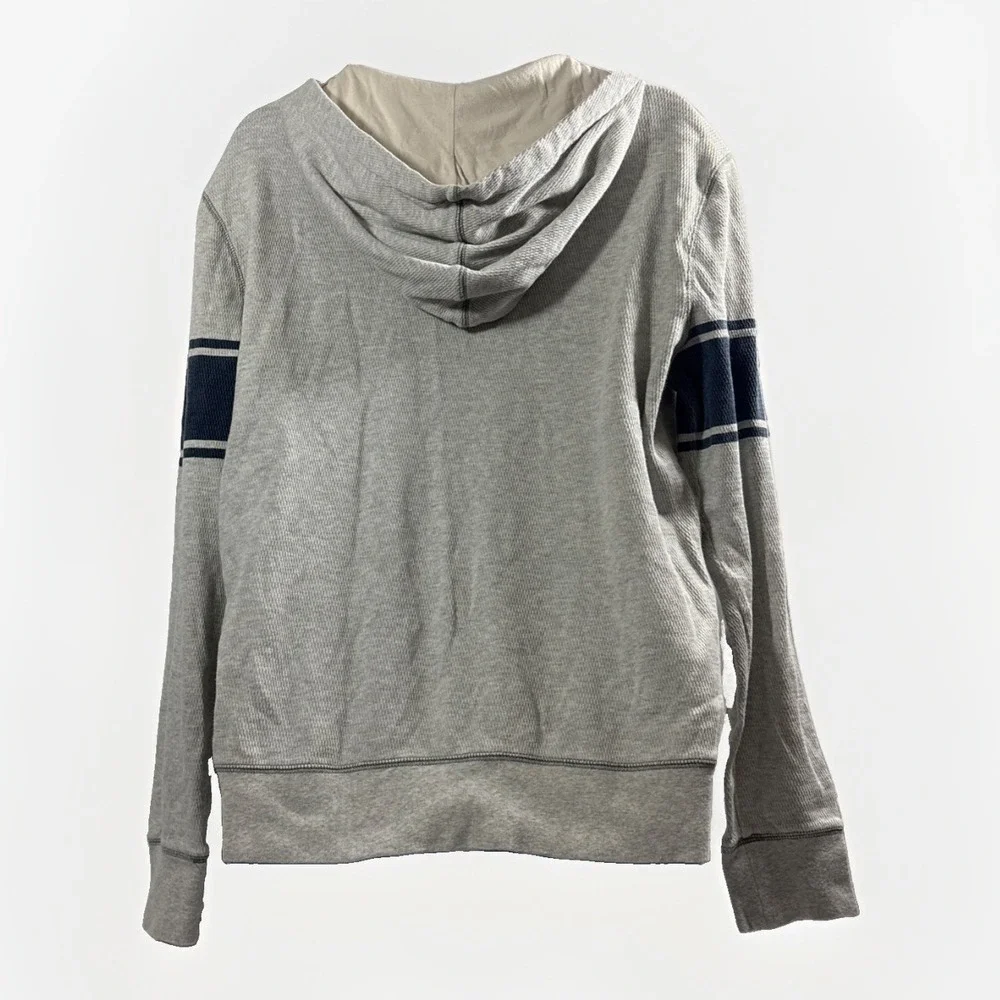 Banana Republic Men XL Gray Waffle Knit Henley Hoodie Sweatshirt Holiday 2015